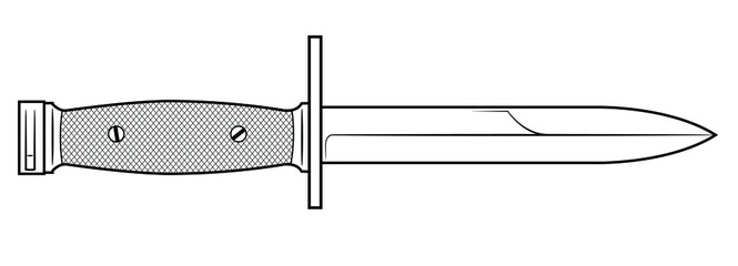Vector illustration of the american M7 bayonet with silencer on the white background - obrazy, fototapety, plakaty