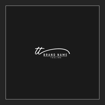 initials TT logo design signature monogram handwriting vector graphic premium illustration