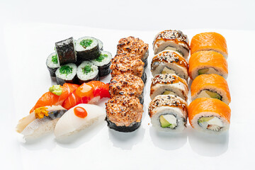 sushi set on the white background