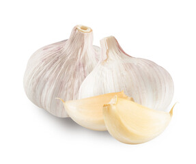 Obraz premium garlic with yellow cloves isolated on white. the entire image in sharpness.