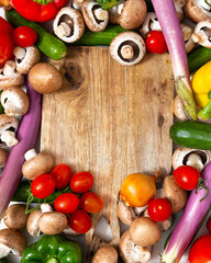 Fresh vegetables on the kitchen board. Background idea.