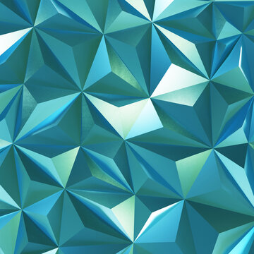 Abstract blue low poly triangle geometric background. 3d rendering.