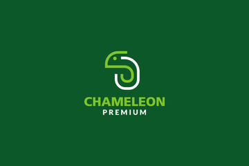 Flat chameleon logo design template