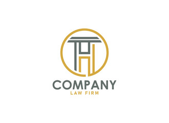 Initial Letter H Logo. Geometric Shape Circle with Letter H with Pillar Icon. Usable for Law, Firm, Business and Branding Logos. Flat Vector Design Template Element.