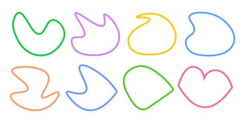 Outline blots multicolor abstract elements shape set vector