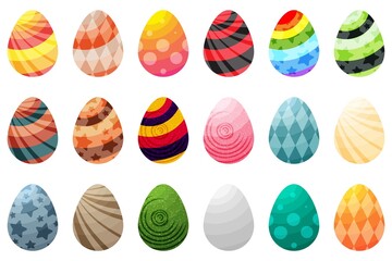 Easter eggs fantasy set. Vector illustration.