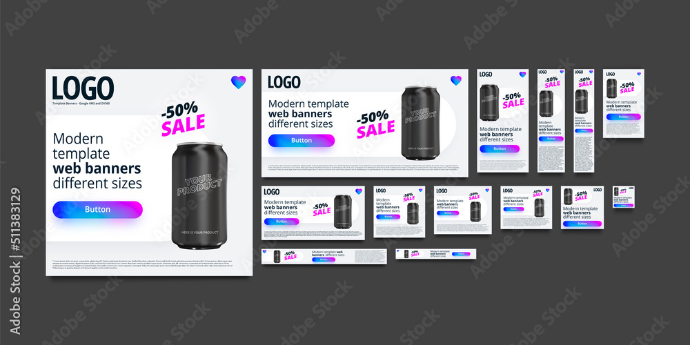 Wall mural web banners template in different sizes. google кмс and dv360.