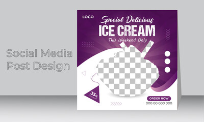 Special delicious ice cream Social Media post design or Instagram banner template