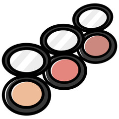 太い線で描かれた化粧品のカットイラスト / チークやブロンザーなどのフェイスカラー