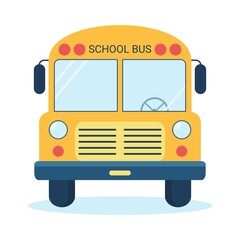 Yellow school bus vector illustration on white background