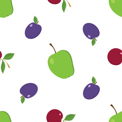 vector summer seamless pattern with different fruits -01