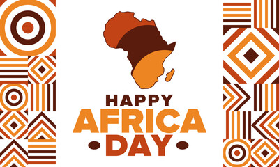 Africa Day. Happy African Freedom Day and Liberation Day. Celebrate annual on the African continent and around the world. African pattern. Poster, card, banner and background. Vector illustration
