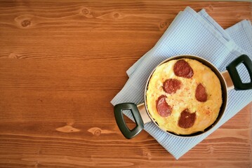 pizza on a wooden board