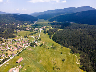 Fototapeta na wymiar Aerial view of Yundola area, Bulgaria
