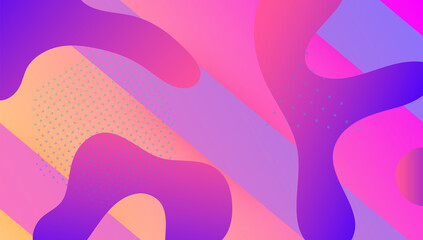 Geometric Poster. Art Landing Page. Technology Magazine. Modern Shapes. Neon Cover. Wavy Gradient Banner. Purple Bright Flyer. Plastic Paper. Magenta Geometric Poster