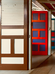 red and white doors