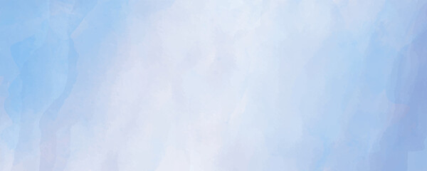 Vector blue watercolor art background with clouds and sky for cards. Ice. Cold texture. Hand drawn vector texture. Heaven. Watercolour banner. Empty template for design.