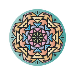 Isolated graphic colorful mandala vector. Polar multicolored design on a white background. Design print for pattern, wallpaper, symbol, textile.