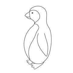 Simple penguin illustration. Black linear drawing on white background.