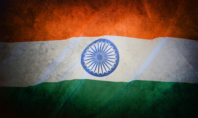 Close-up of grunge India flag
