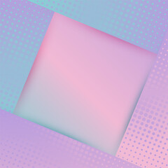 Square border frame with gradient  halftone dots texture vector background.