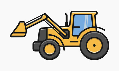 tractor with loader icon vector flat illustration