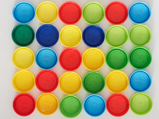 Recycling, plastic, caps, colorful, flowers