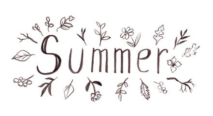 Summer word with flowers