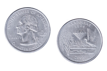Arkansas 2003P State Commemorative Quarter isolated on a white background