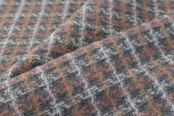 woolen textile - brown checkered tweed design