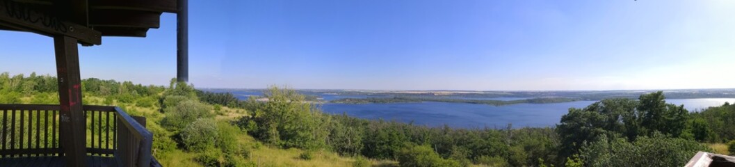 Blick vom Aussichtsturm  Seeblick Klobikauer Höhe am Geisetalsee bei Bad Lauchstädt