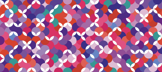 Seamless violet green purple pattern camouflage wavy tiles net Colorful docking scales squama vector illustration.