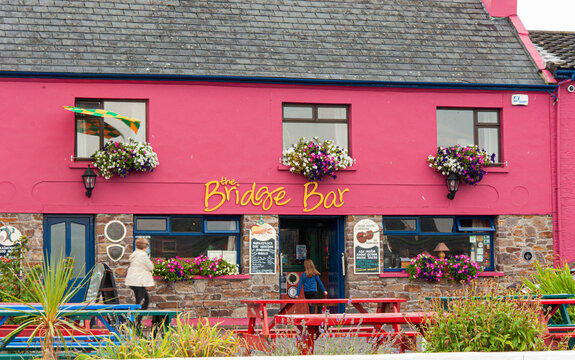 The Bridge Bar Sign in Portmagee, County Kerry, Ireland on September 17, 2014