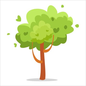 Green tree cartoon style vector illustration lifestyle topic.