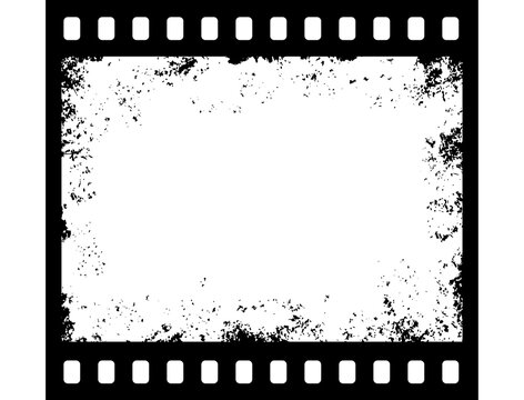 Old grunge movie film strip or vintage filmstrip texture, vector frame background. Old photo negative or cinema camera film strip with grunge borders, retro picture photography