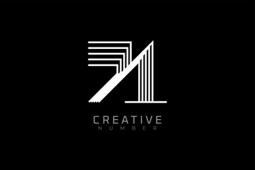 Number 71 Logo, modern and creative number 71 multi line style, usable for brand, anniversary and business logos, flat design logo template, vector illustration
