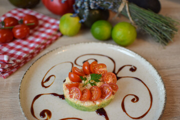 Spicy Shrimp Stack with Avocado and Tomato