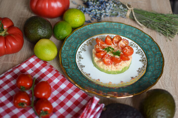 Spicy Shrimp Stack with Avocado and Tomato