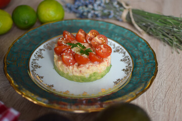 Spicy Shrimp Stack with Avocado and Tomato