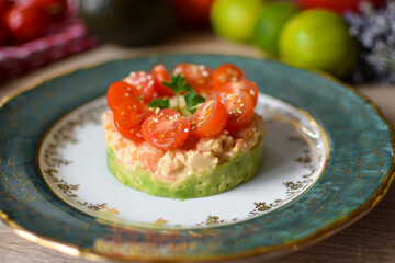 Spicy Shrimp Stack with Avocado and Tomato