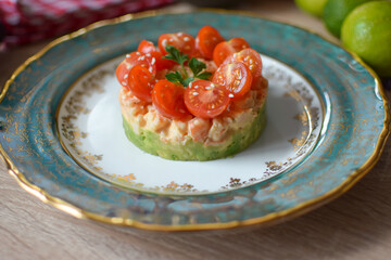 Spicy Shrimp Stack with Avocado and Tomato