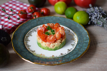 Spicy Shrimp Stack with Avocado and Tomato