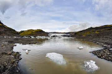 Beautiful Iceland landscape: Lagoon with blocks of ice, Iceland nature. Ice lagoon in Iceland