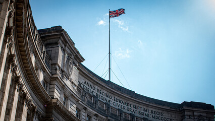 Fototapeta na wymiar English Flag With Architecture