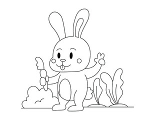 cute rabbit with hat and scarf vector illustration design