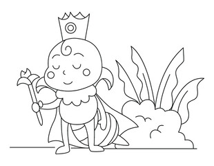 cute little bee princess with crown and dragon vector illustration