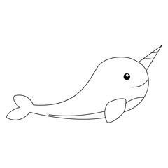 Obraz na płótnie Canvas cartoon illustration of narwhal vector logo for children