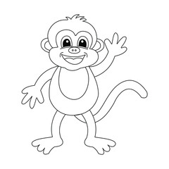 cute cartoon monkey jumping vector illustration