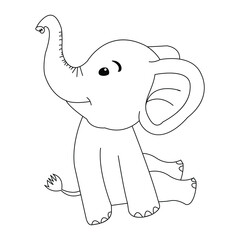 vector image for coloring page, book or books, a cute little elephant
