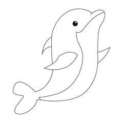 cute dolphin icon. outline illustration of whale vector symbol. isolated on white background